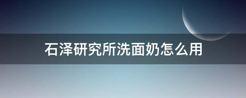 石泽研究所洗面奶怎么用 石泽研究