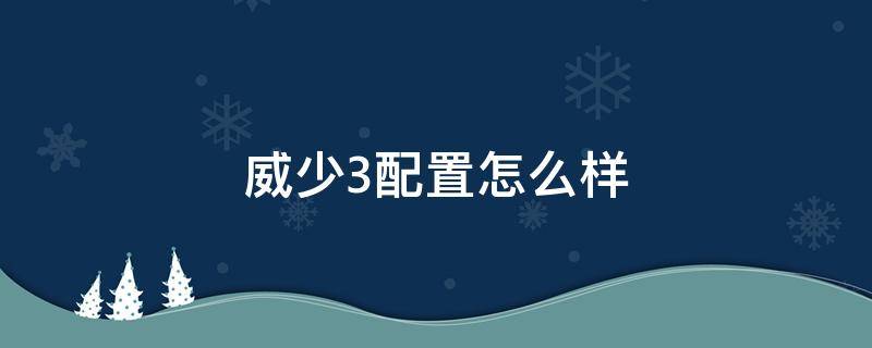 威少3配置怎么样（威少3性能怎么样）