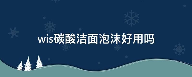 wis碳酸洁面泡沫好用吗 碳酸洁面泡