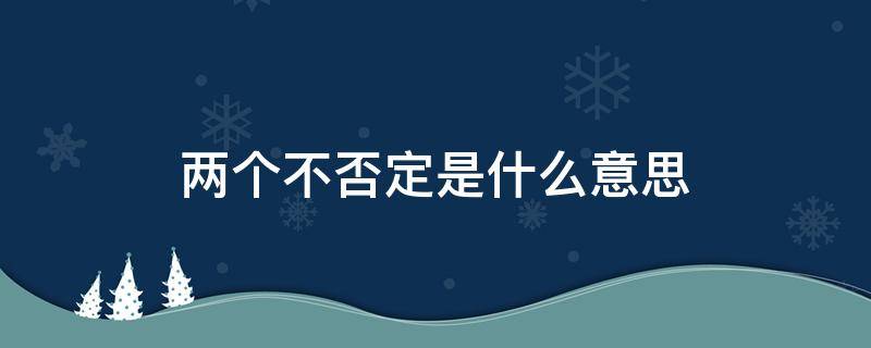 两个不否定是什么意思（两个不否定全