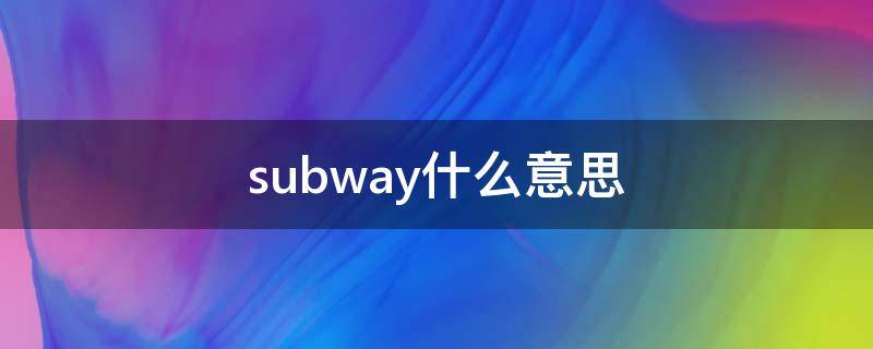 subway什么意思（subway什么意思中文