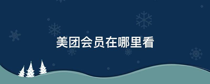 美团会员在哪里看 美团会员在哪里