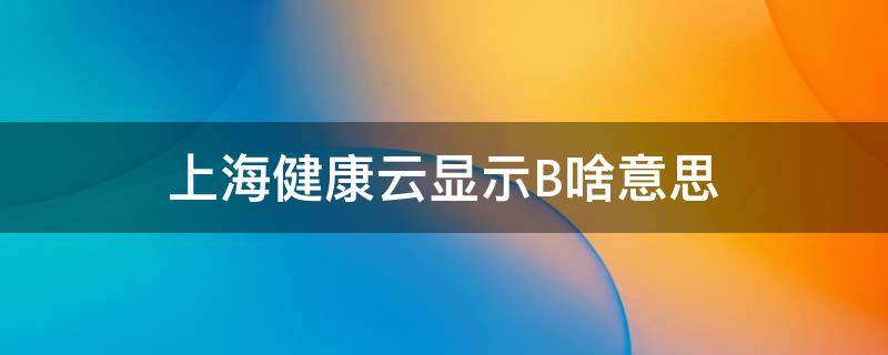 上海健康云显示B啥意思 上海健康云