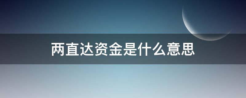 两直达资金是什么意思（两直达资金是