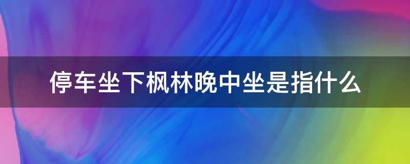 停车坐下枫林晚中坐是指什么（停车坐