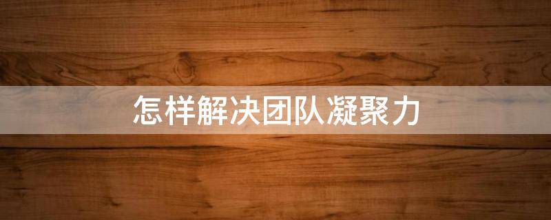 怎样解决团队凝聚力 怎样解决团队