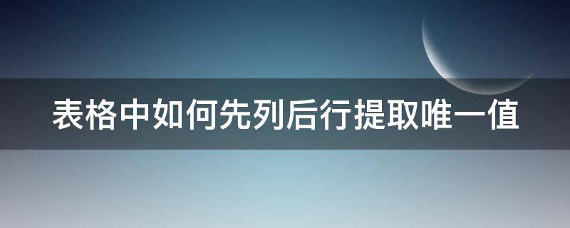 表格中如何先列后行提取唯一值 exc