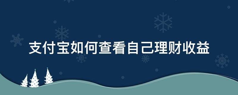 支付宝如何查看自己理财收益 支付