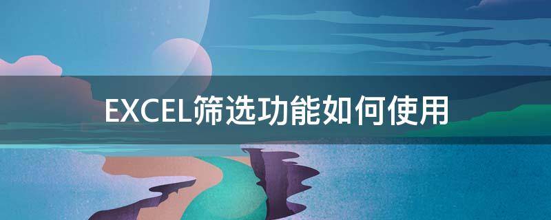 EXCEL筛选功能如何使用（excel筛选功